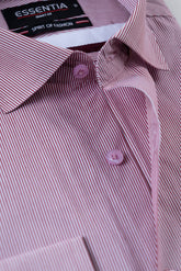 White & Maroon Stripe Men's Dress Shirt